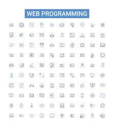 web programming outline icons collection vector image