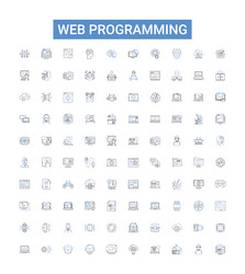 Web programming outline icons collection vector