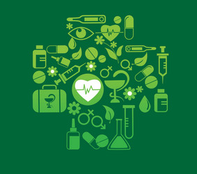 medical cross with health icon set vector