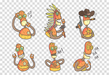 set funny robots in outline style vector image