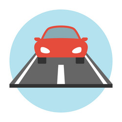 Car on the road icon flat vector