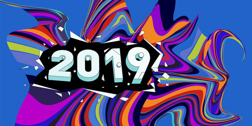2021 new year text with wavy colorful line vector image