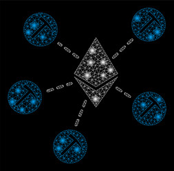 bright mesh 2d ethereum mining pool with flash vector image