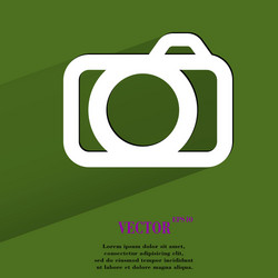 Camera flat modern web button with long shadow vector