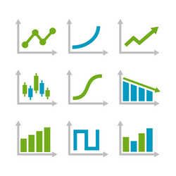 Color graph chart icons set Royalty Free Vector Image
