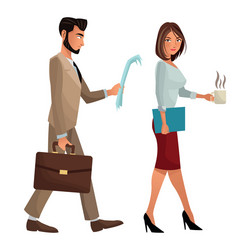 Man and woman walking office work documents folder vector