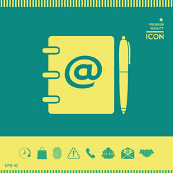 notebook address phone book with email symbol vector image