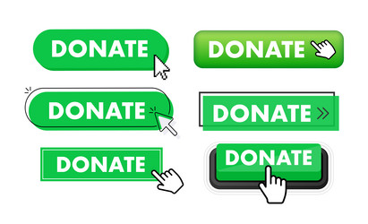 set of donate button hand pointer clicking vector