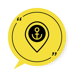 black map pointer with anchor icon isolated vector image