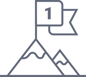 flag on mountain top line icon outline vector