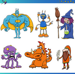 funny cartoon fantasy and fairy tale characters Vector Image
