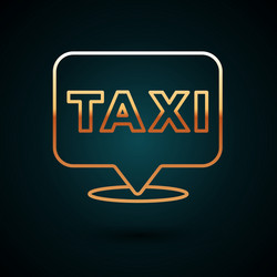 gold line map pointer with taxi icon isolated vector image