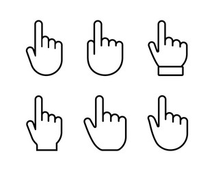 hand click icon set or pointing clicks icons vector image