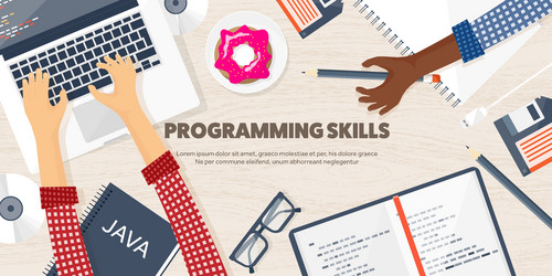 programmingcoding flat computing background vector image