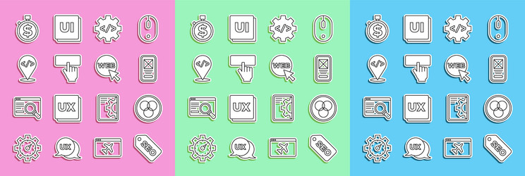 set line seo optimization rgb and cmyk color vector image