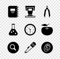 set notebook stage stand drawing compass vector image
