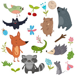 Forest Animals Icon Set Vector Image