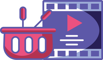 media player frame with play button on white vector image