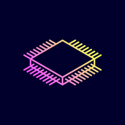 microchip isometric icon central processing unit vector