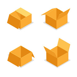 Paper cardboard package boxes isometric open empty vector