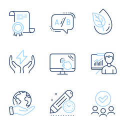 safe energy touch screen and ab testing icons set vector image