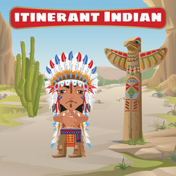 itinerant indian totem and cactus vector