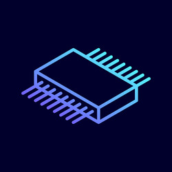 Microchip isometric icon central processing unit vector