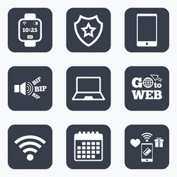 Notebook and smartphone icon smart watch symbol vector