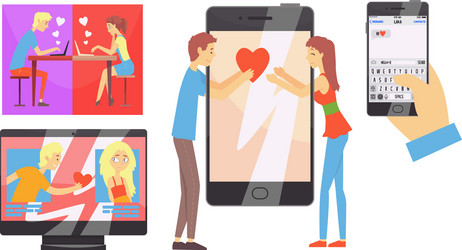 People using website or mobile application vector