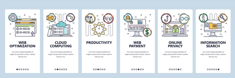 cloud computing website and mobile app onboarding vector image