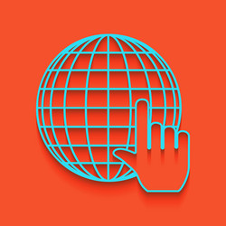 earth globe with cursor whitish icon vector image