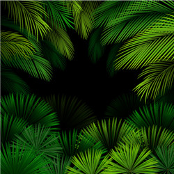 Exotic pattern with tropical leaves on a black bac vector