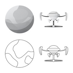 Isolated object of mars and space icon collection vector