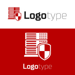 red server with shield icon isolated on white vector image