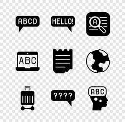 set alphabet hello in different languages vector image