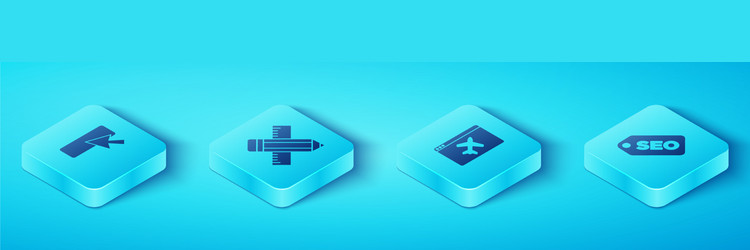 set isometric ui or ux design crossed ruler vector image