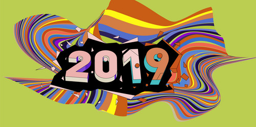 2021 new year text with wavy colorful line vector image
