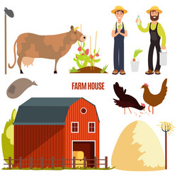 Set of farmer cartoon elements Royalty Free Vector Image