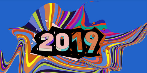 2021 new year text with wavy colorful line vector image