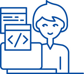 programming line icon concept flat vector image