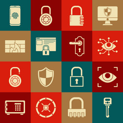 set key eye scan safe combination lock secure vector image