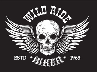 Skull with Wings - Tattoo Art Vector Image