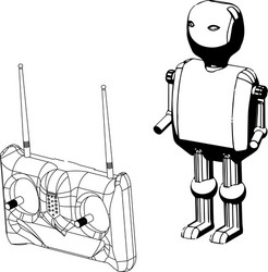 3d model of a robot and radio remote control vector image