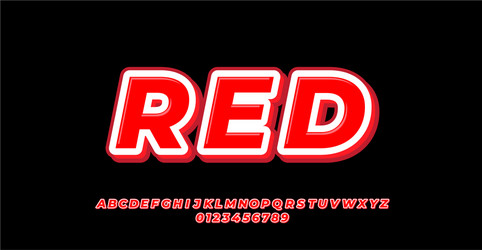 font style red with white line 3d design templates vector image