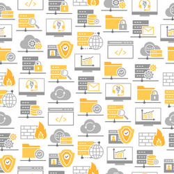 seamless pattern with icons of data center vector image