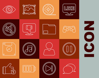 set line speech bubble chat pause button gamepad vector image