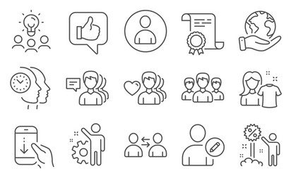 Set people icons such as time management vector