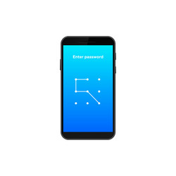 smartphone displaying pattern lock screen vector image