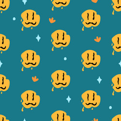 a pattern of smiles in the retro style 70s vector image