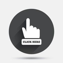 Hand Press Button Icon - Click Here vector image